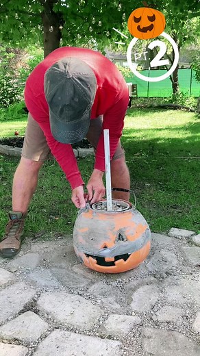 Part 3 Cement Pumpkin Planter DIY from @walmart plastic pumpkin #diy #halloweenisalifestyle #halloweeneveryday #halloween365 #halloweenlover #halloweendiy #artsandcrafts #halloweentiktok #pumpkin #pumpkinseason #cementpumpkin