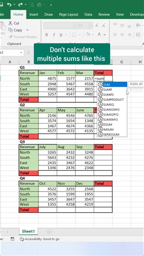 AutoSum tricks in Excel 😀👍 #exceltricks #exceltips #exceltutorial #explore | computernotion