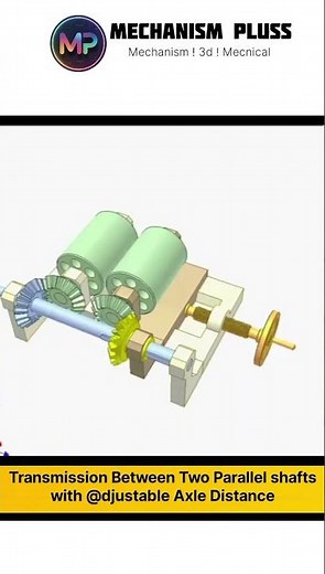 Transmission between two parallel shafts with adjustable axle distance #mechanical #mechanic