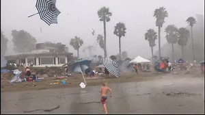 Microburst caught on camera scaring beachgoers in Santa Barbara