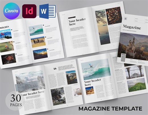 Minimalistic Magazine Template | Lifestyle Book Editorial Layout | Printable Editable Magazine (canva, MS Word, Indesign) - Etsy