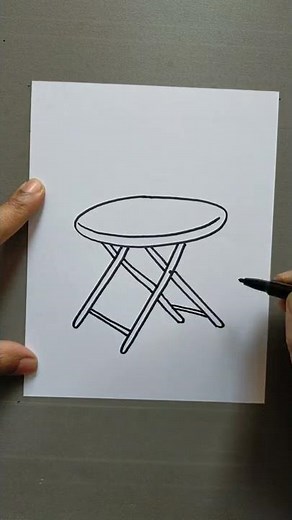How To Draw A Folding Table Easy | Folding Table Step By Step Drawings | Easy drawing idea #shorts