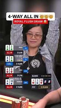 ROYAL FLUSH DRAW in 4-WAY ALL IN Poker Hand 😱😱😱 #wpt #poker #shorts