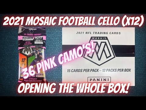 2021 Panini Mosaic Football Cello Box. Opening all 12 Cello Packs - 36 Pink Camo Mosaic cards!