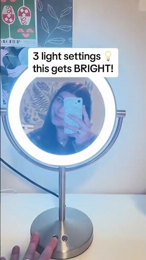 Conair double-sided lighted makeup mirror features 3 light settings --low, medium & high. ‪@amazon‬