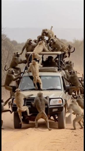 Baboons Attack Car in Real Time!
