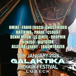 12K views · 266 reactions | Knarzige Synth-Sounds und verspielte Hi-Hats - wenn Hatikwa am 10. Januar 2026 in Lübeck an den Reglern steht, gibt es eine geballte Dosis Minimal Progressive Trance auf die Ohren  Das GALAKTIKA INDOOR FESTIVAL 2026 bringt frischen Wind und die Top-Acts der Szene in die Kulturwerft Gollan und verspricht beste Unterhaltung bei feinster Musik. Get your tickets now folks ! Event -> https://www.facebook.com/events/516985980931834/ | Audioplay-Events | Facebook