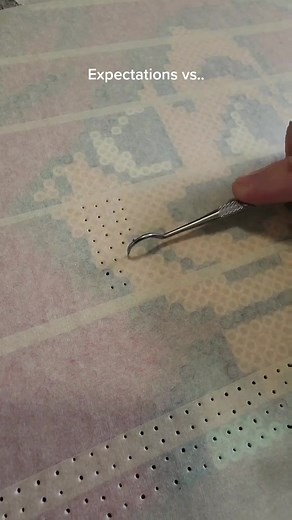 Poking holes in perler beads can be a breeze if it was faster 😕 #perlerbeads #roxanne #expectationvreality #hurryup #fyp #perlerdesigns
