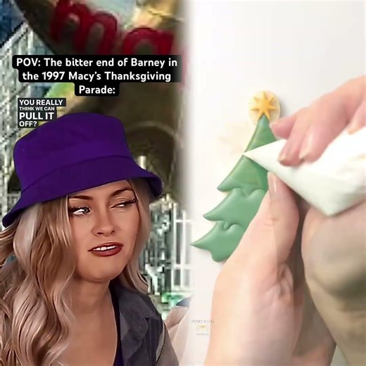 The bitter end of the Barney balloon in the 1997 Macy’s Thanksgiving Parade. #90skids #nostalgia