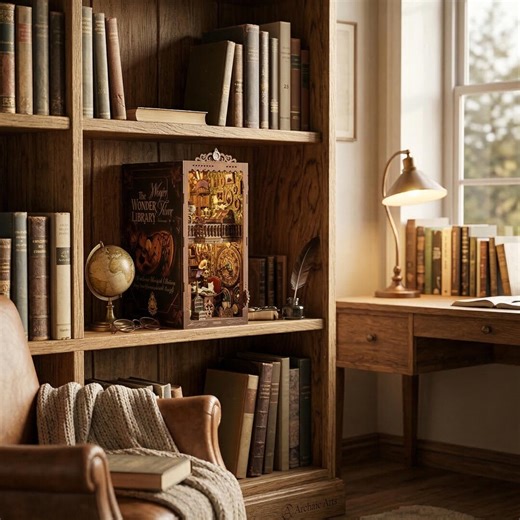 Book Nook DIY Kit Miniature Library Bookend Wooden Bookshelf Insert 3D Puzzle Decor Gift - Etsy