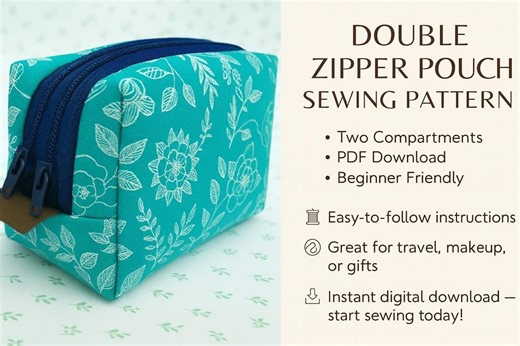 How to Sew Step by Step Double Zipper Pouch Sewing Tutorial - Beginner Friendly - Etsy