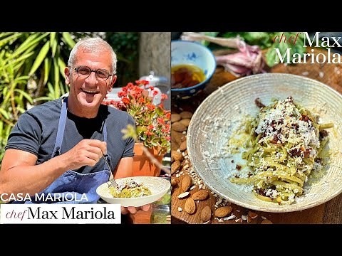 LINGUINE PASTA WITH BASIL PESTO, DRIED TOMATOES and ALMONDS - Recipe by Chef Max Mariola