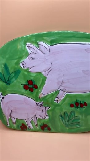 Hand-painted Ceramic Pig Trivet / Wall Plaque - Etsy