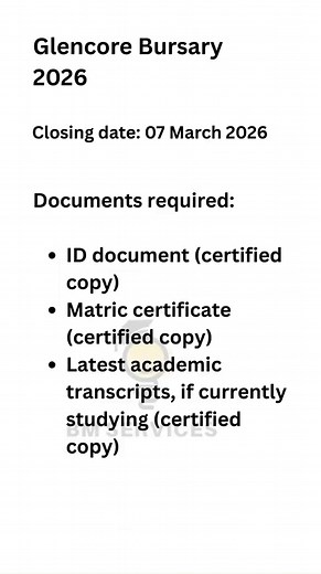 Glencore Bursary Applications Open Until 07/03/2026