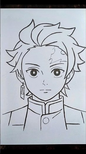 How to Draw Tanjiro 🔥 | Demon Slayer | Easy Anime Drawing #shorts