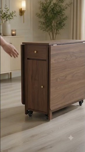 This Folding Table SAVES So Much Space! 🏠✨ Rolling Dining Table with Drawers