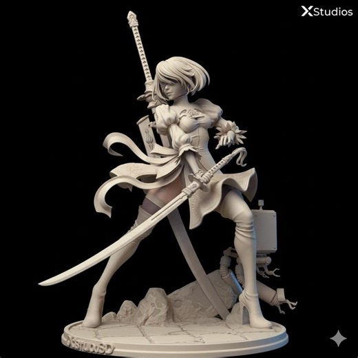 2B Nier Automata STL File, Yorha 2B Anime Figure 3D Print Model, Gaming Character STL, Digital Download - Etsy Canada