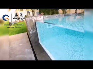 Infinity swimming pool, acrylic pool window glass panel.