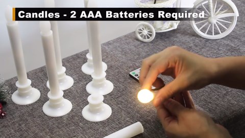 10 Pack LED Window Candles Flameless Taper Candles with Remote and Timer,White Base Holiday Wedding Party Decorations