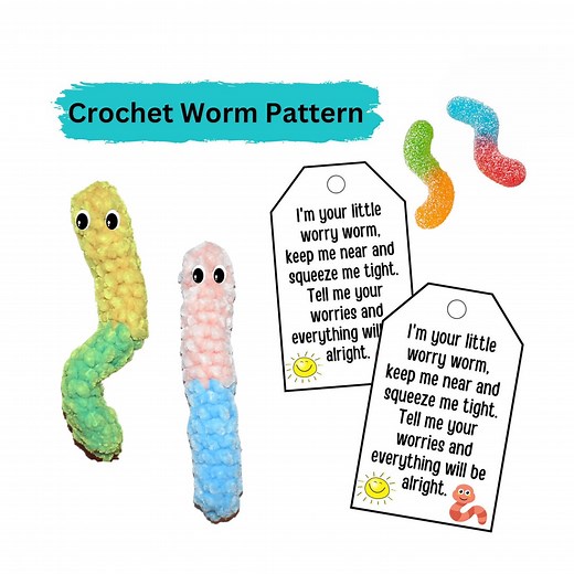 Printable Wiggle Worm Poem Tag - Crochet Worry Worm Pattern - Instant Download PDF - Etsy