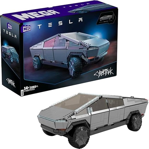 MEGA Construx GWW84 - Tesla Cybertruck, mit 4 Türen und Schiebedach zum öffnen, höhenverstelbarer Federung und mehr, Spielzeug ab 14 Jahren