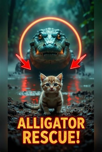 Tiny Kitten in Big Danger… Alligator Rescue Story! #shortsfeed
