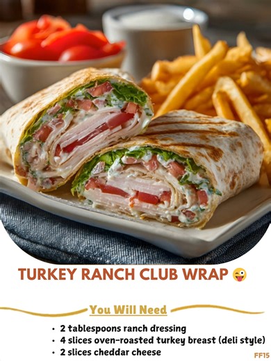 27K views · 213 reactions | Turkey  Ranch Club Wrap  Ready in just 10 minutes - meal prep superstar or quick fix for hungry crowds! Ingredients 2 tablespoons ranch dressing 4 slices oven-roasted turkey breast (deli style) 2 slices cheddar cheese ..... Full Recipe in Coʍmеոτ   | Grandma's Recipes | Facebook