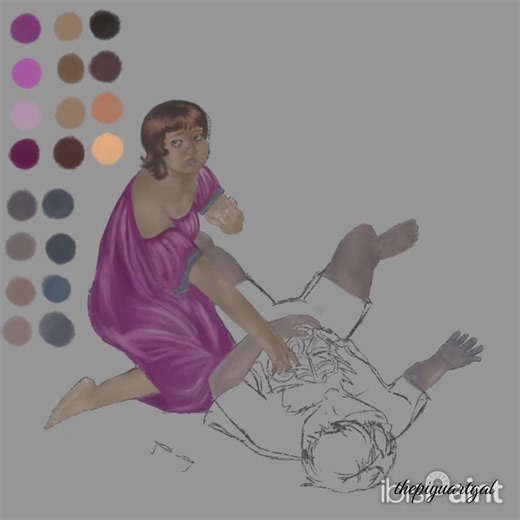 FAKE BLOOD. (Digital Art) my plate for prodtech 2 (print making design) i used the app magic poser for the poses btw (baka sabihen nio tracer..oo nga naman) #ibispaint #digitalart #feufinarts #fineartstudent #fyp