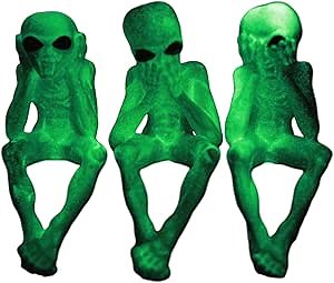 Ebros Glow in The Dark See Hear Speak No Evil Alien Shelf Sitters Set of 3 Extra Terrestrial Creatures Alien Figurines