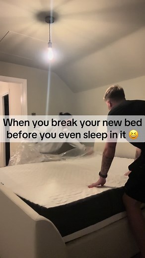 Bed Breaking Mishap While Testing the Mattress