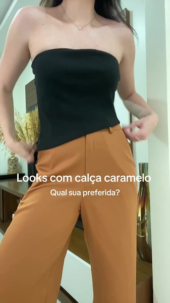 Inspire-se com Combinações Coloridas e Neutras da Calça Pantalona Caramelo
