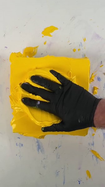 Cad Yellow deep is a modern pigment blend (PY74, PY83). It makes a warm, clean orange-yellow heavy texture. It keeps its color better than traditional cadmium paints when exposed to light. Drops this Fall 2024