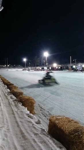 Outlaw Class Snowmobile race on Straitaway at Night Race.Woodstock,NB February,21st,2026