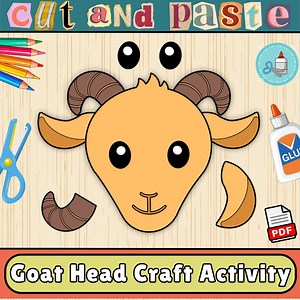 Goat Head Craft Template | Farm Animal Bulletin Board Craft | Cut & Paste Activity (PDF) - Etsy