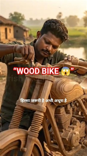 Full Wooden Bike Build 😱 | Stylish Handmade Motorcycle in Village 🏍️🔥