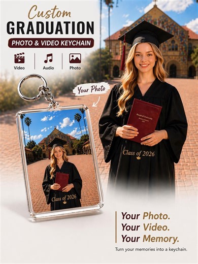 Custom Photo Audio Video QR Code Keychain, Graduation Personalized Gift, Front & Back, Class of 2026 Senior Memory Keepsake - Etsy