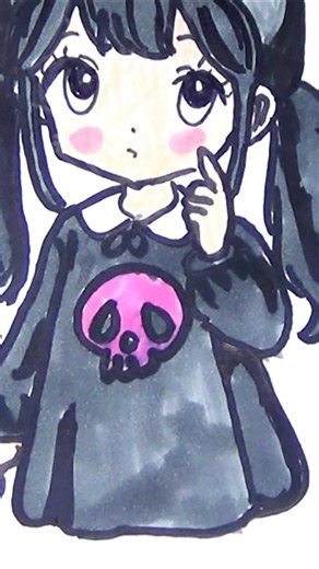Drawing a Cute Kuromi Inspired Goth Girl! 🖤💀 #shorts