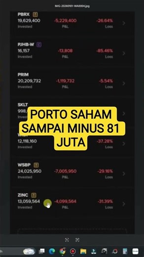 PORTO SAHAM SAMPAI MINUS 81 JUTA