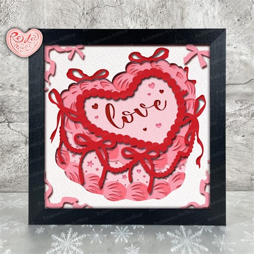 Heart Cake Shadow Box SVG, Svg for Cricut Projects, 3D Layered SVG, Heart Cake 3D Shadow Box Svg, Paper Cut Light Box - Etsy