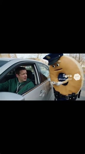 donut cop pulling over a driver for speeding