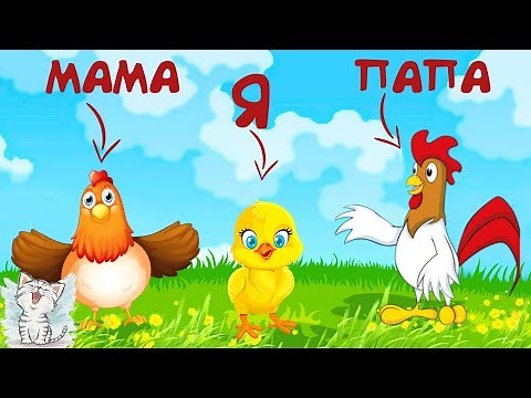 Домашние животные и их детеныши. Семья животных для детей