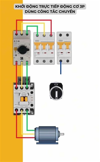 Khởi động trực tiếp động cơ 3P dùng công tắc chuyển #thietketudien #tudonghoa #autocadelectrical
