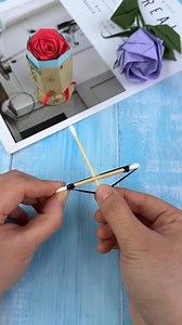 Make a small bow and arrow with two cotton swabs. It's small but has a strong launch force, and the cotton swab tips won't hurt your hands. #DIYCrafts #CreativeCrafts | hand made crafts for kids