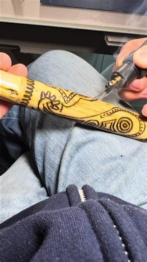 Making decorative bamboo peace pipe with pyrography patterns #artisan #pyrography #ornaments #art