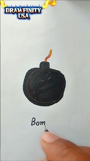 How to Draw a Cartoon Bomb 💣 Easy Step-by-Step Sketch Tutorial #Shorts | Drafinity USA