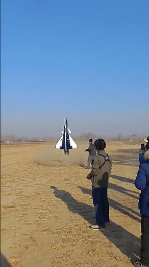 The vertical landing process of a remote controlled aircraft