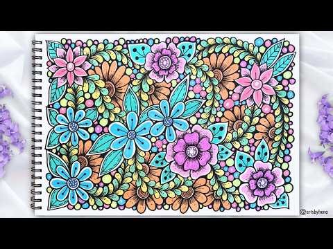 🌺How To Draw Colorful Zentangle Flowers For Beginners | Zentangle Flowers | Drawing Idea🌺