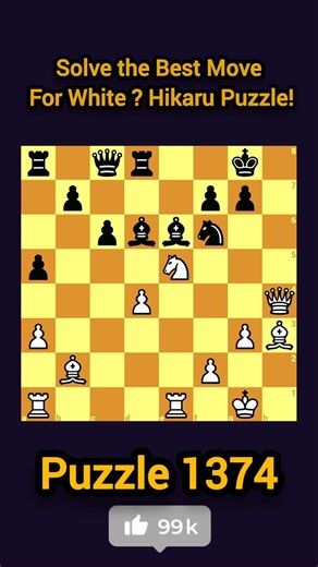 Solve the Best Move For White ? Hikaru Puzzle! #chess #shorts