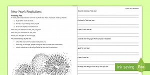 New Year's Resolutions Worksheet