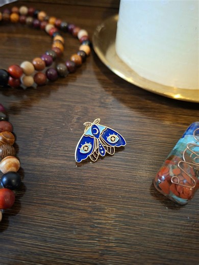 Celestial Moth Enamel Pin - Mystic Lunar Phase Badge - Dark Academia Moth Pin For Bags, Blazers & Berets